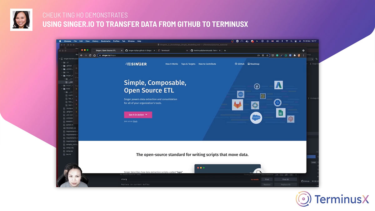 transfer data from GitHub using Singer.io to TerminusX